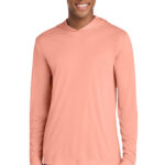 Sport-Tek Posi-UV Pro Long Sleeve Hoodie in Soft Coral