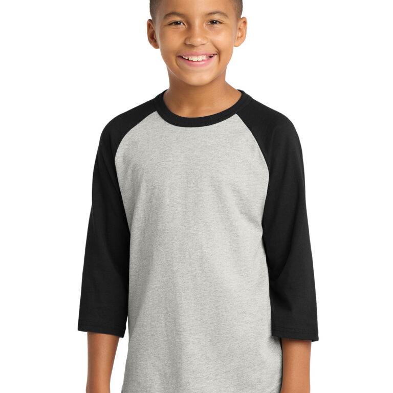 Sport-Tek Youth Colorblock Raglan Jersey in Heather Grey/ Black