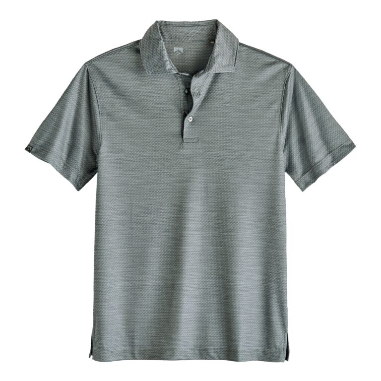 Storm Creek Men's Unwinder Printed Bamboo Short Sleeve Polo in Nickel Gray