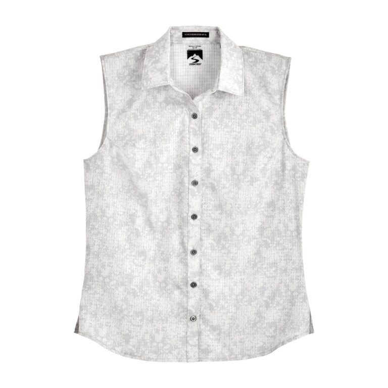 Storm Creek Women's Enthusiast 4-Way Stretch Printed Sleeveless Outdoor Shirt in Silver Gray