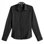 Storm Creek Women’s Executive 4-Way Stretch Solid Button Up in Black/Gray