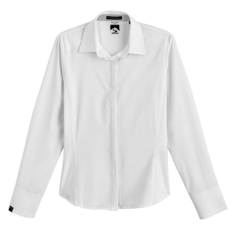 Storm Creek Women's Executive 4-Way Stretch Solid Button Up in White/Gray