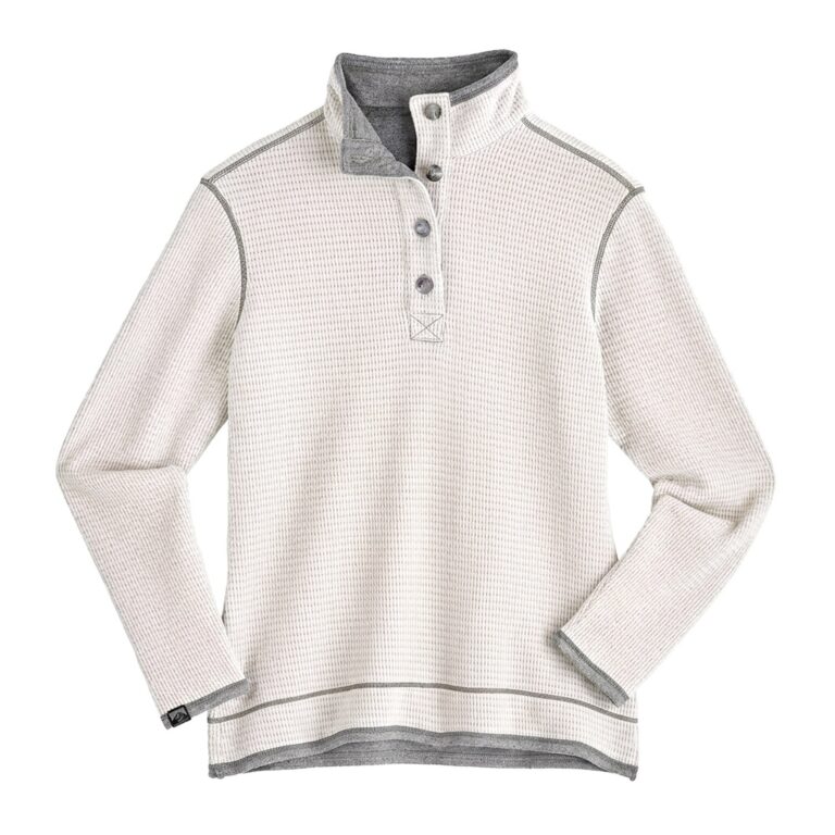 Storm Creek Women's Maverick Waffle Knit Button Up in Marshmallow White