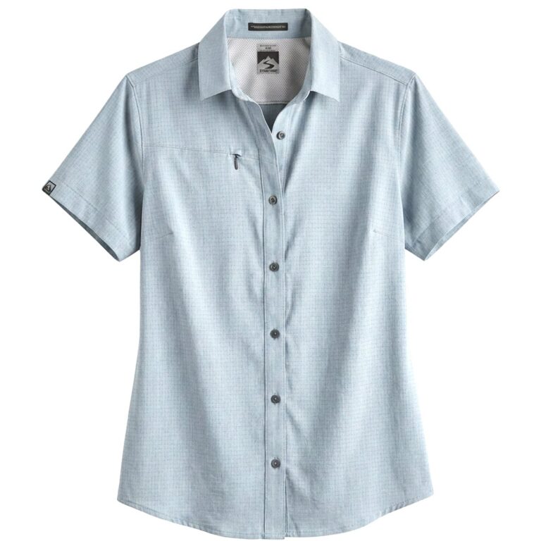 Storm Creek Women's Naturalist 4-Way Stretch Short Sleeve Outdoor Shirt in Blue Mist