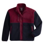 Storm Creek Women’s Warm Up Colorblock Sherpa Fleece Jacket in Navy Blue/Merlot Red