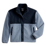 Storm Creek Women’s Warm Up Colorblock Sherpa Fleece Jacket in Shadow Gray/Navy Blue