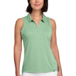 TravisMathew Women’s Coto Performance Sleeveless Polo in Beryl Green Heather