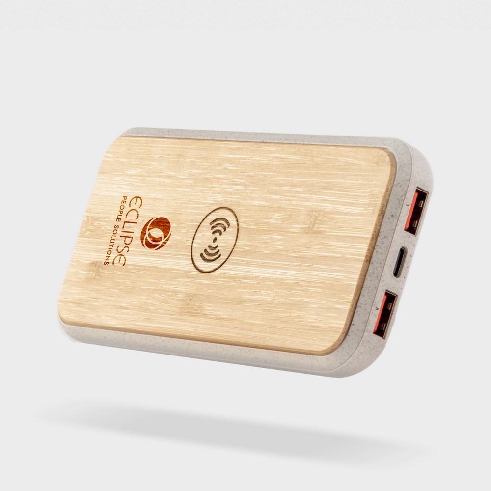 Wireless Quick Charging Bamboo Power Bank